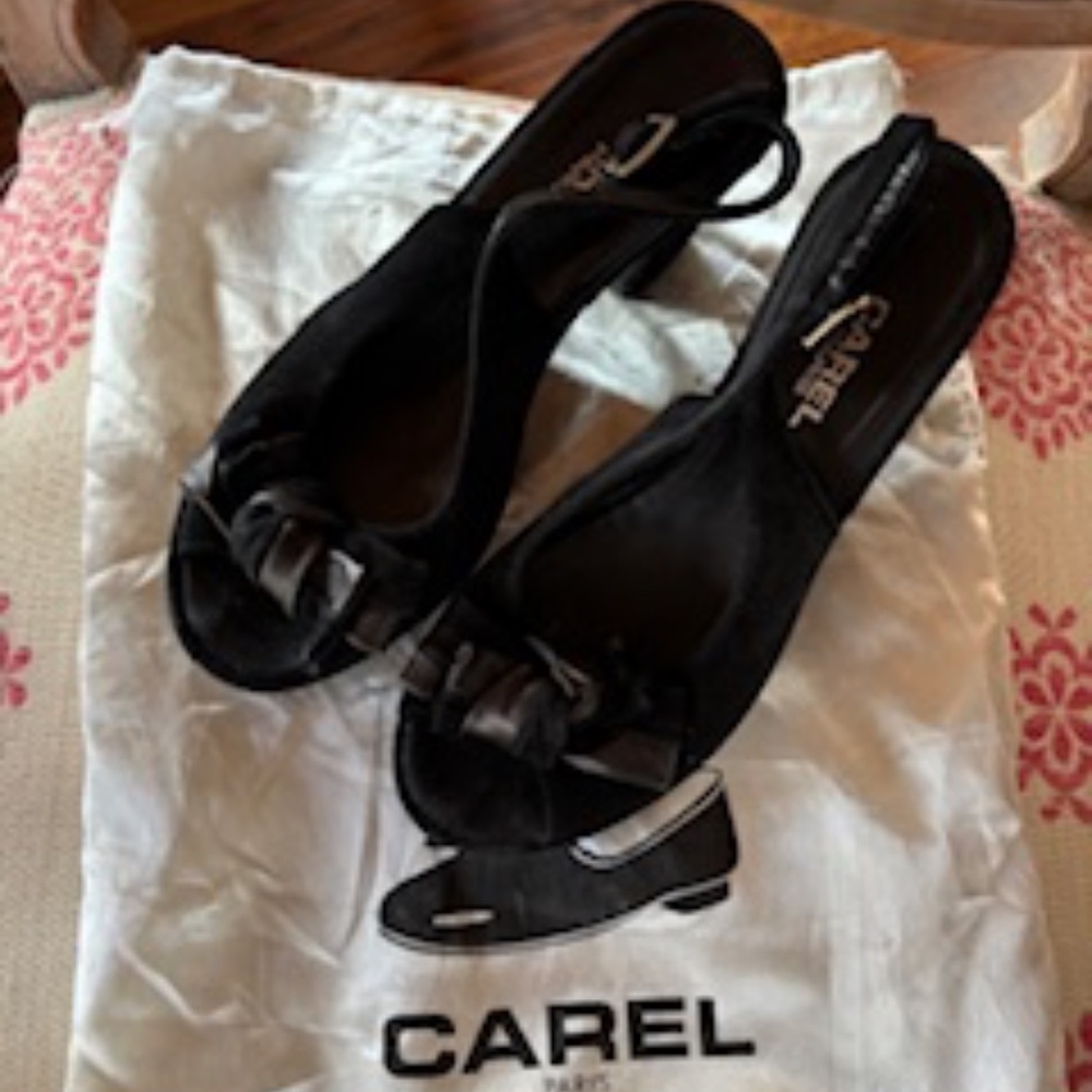 CAREL Paris vintage platform suede block heeled, sling back pumps 37 EU